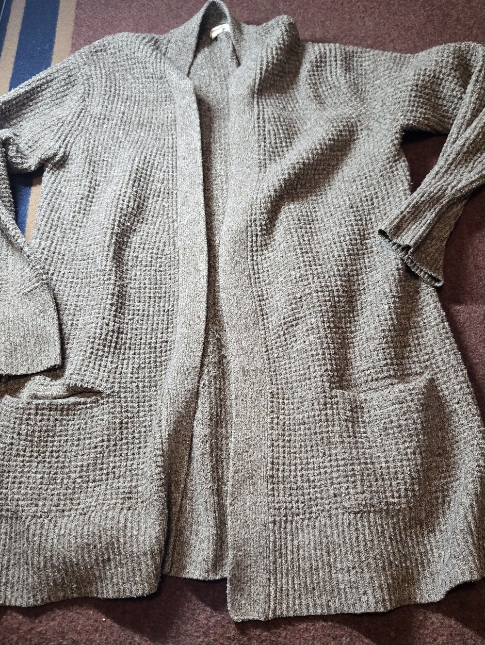 Caslon Cozy Open-Front Women's Taupe Cardigan Sweater Size Large